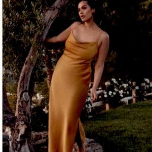 Anthropologie cali dress in gold. Size four new with tags.